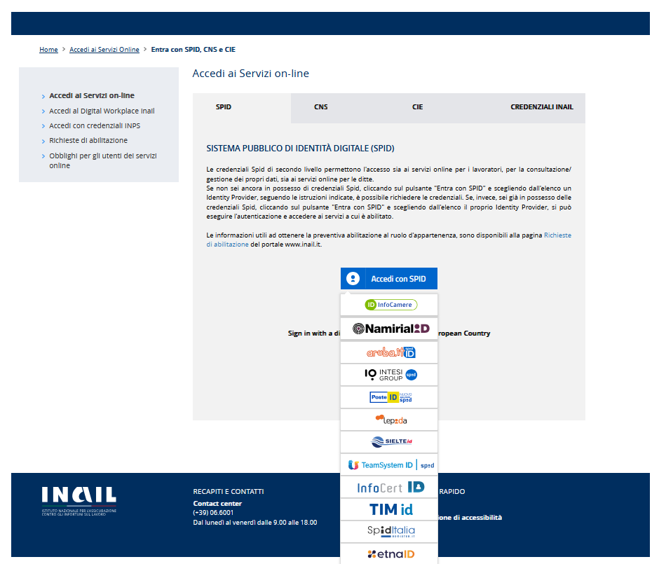 Come denunciare un impianto di messa a terra sul portale CIVA INAIL 20 effettua il login con SPID o CIE anagrafica del datore di lavoro o delegato