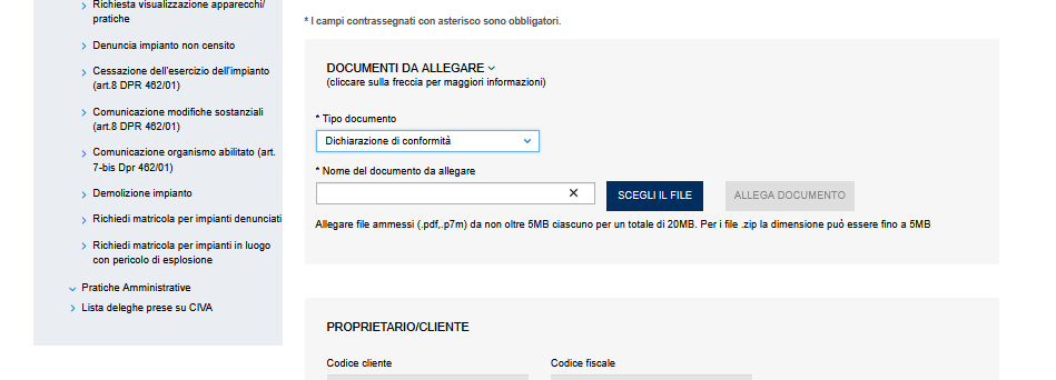 Come denunciare un impianto di messa a terra sul portale CIVA INAIL 60 caricare la dichiarzione di confoirmita documento minimo necessario